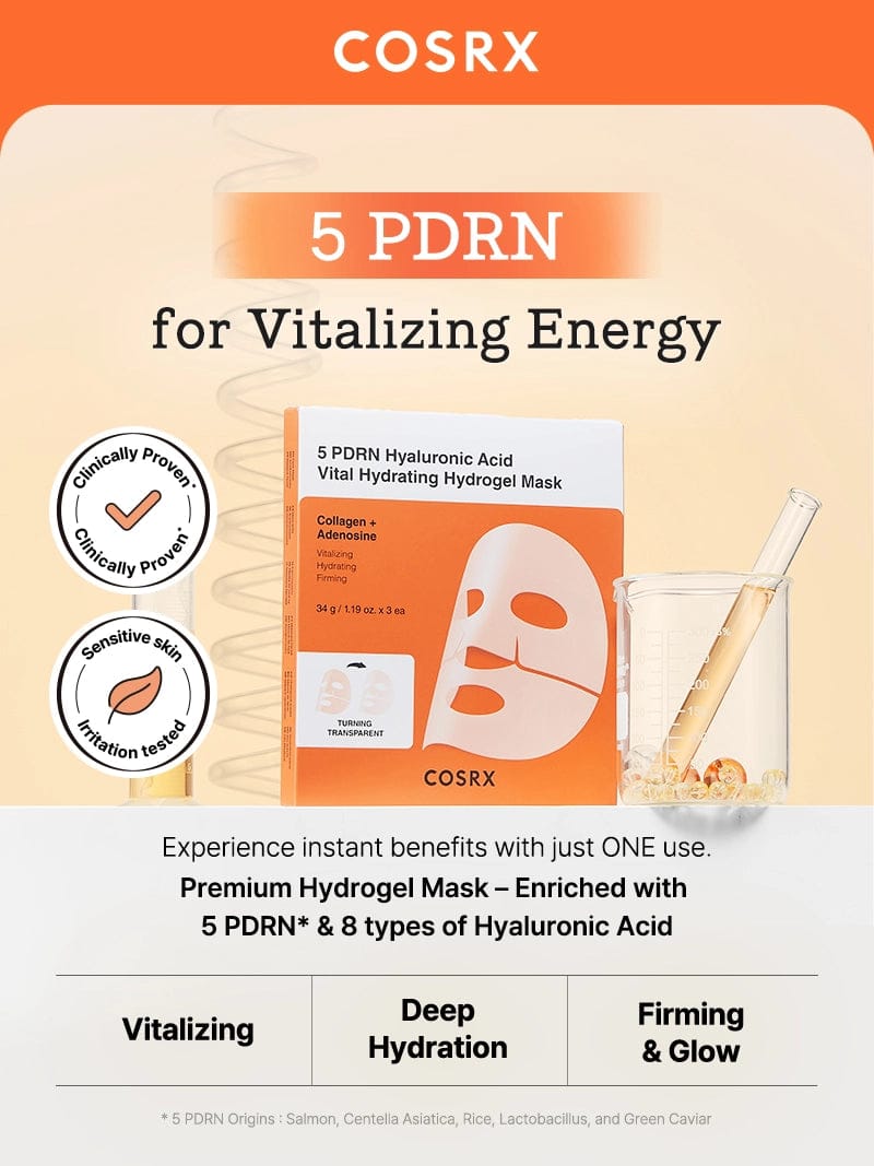 COSRX 5 PDRN Hyaluronic Acid Vital Hydrating Hydrogel Mask - 1 BOX