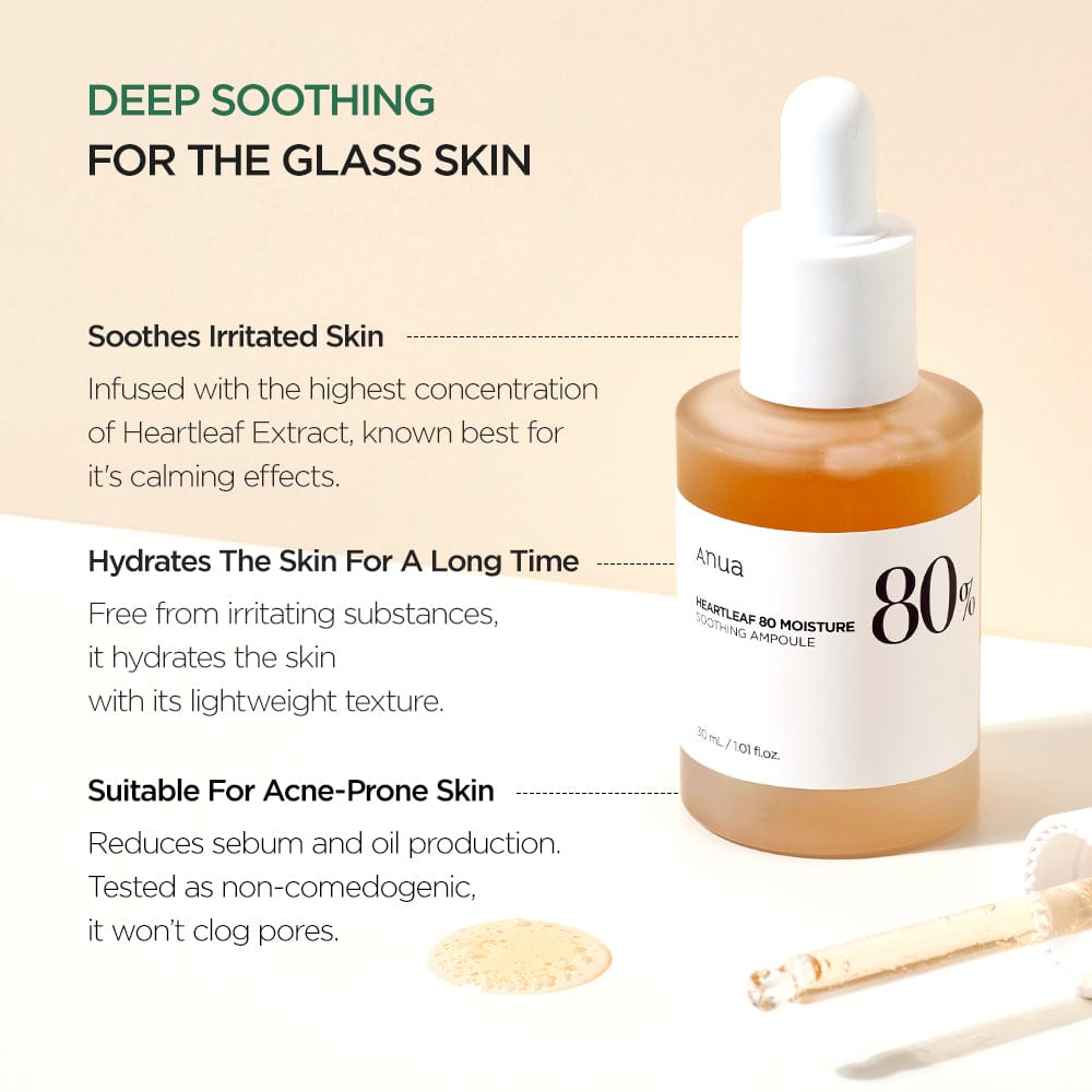 ANUA HEARTLEAF 80% MOISTURE SOOTHING AMPOULE