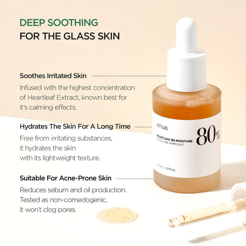 ANUA HEARTLEAF 80% MOISTURE SOOTHING AMPOULE